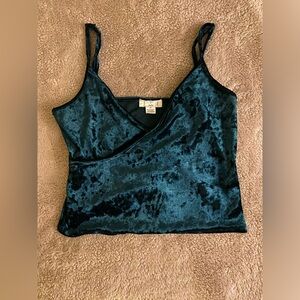 Green velvet crop top